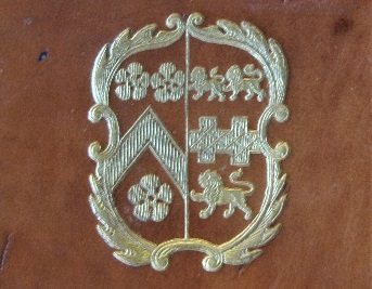 Gilt stamp of arms (Chichele impaling Codrington)